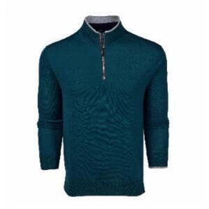 NEW GREYSON CLOTHIERS men's saratoga quarter zip sweater in agean